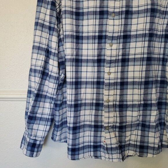 Lands End Men's Flannel Shirt Blue Plaid Traditional Fit Sz XL 17-17.5 - Picture 3 of 15